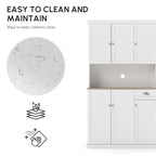 Kitchen Cabinet with Microwave Countertop and Storage Drawer White