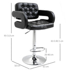 PU Leather Swivel Bar Stool with Backrest and Footrest