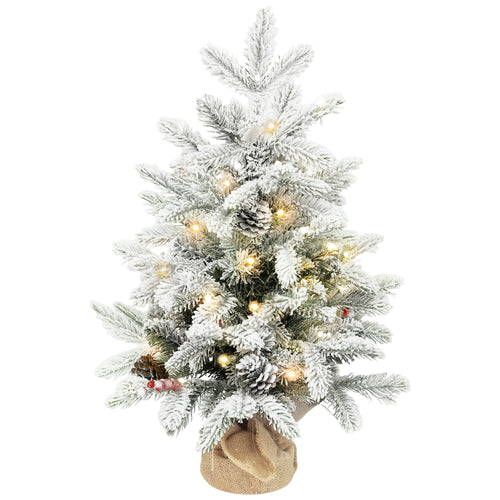 60cm Pre-Lit Tabletop Christmas Tree with LED Lights and Pine Cones