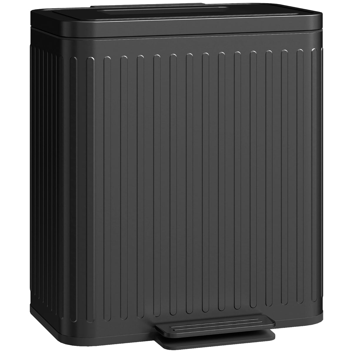 Dual Compartment Pedal Bin with Soft-Close Lid - Black