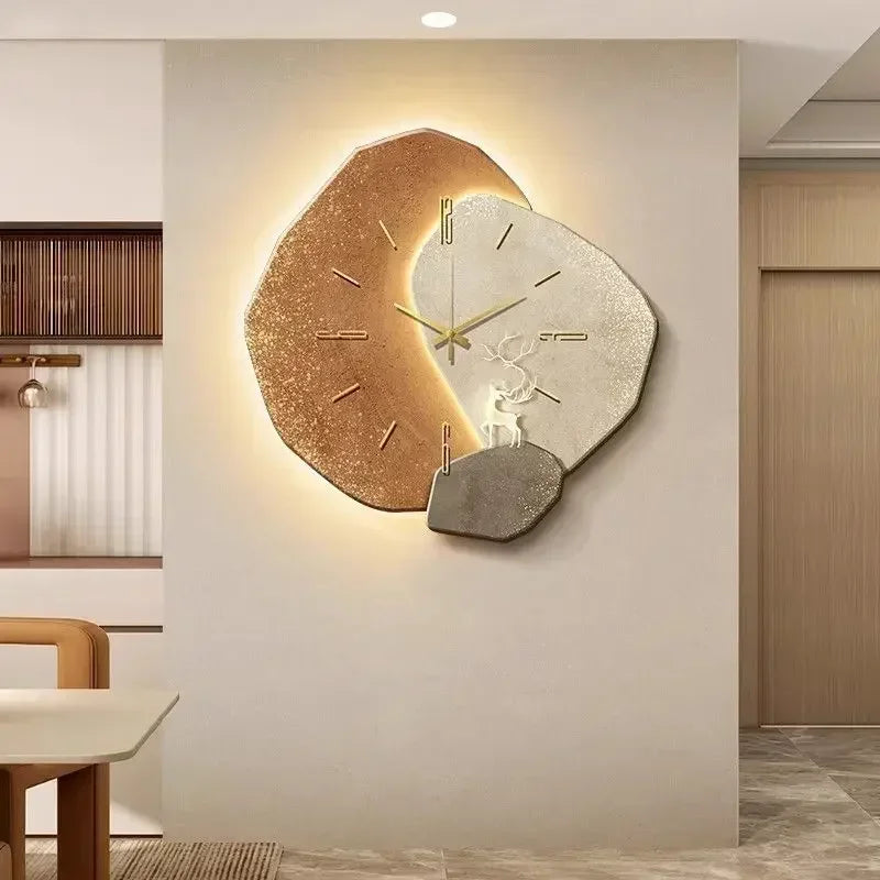LumoClock Large Wall Clock with Silent Quartz and LED Light