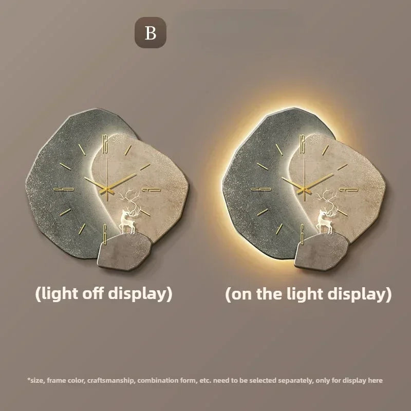 LumoClock Large Wall Clock with Silent Quartz and LED Light