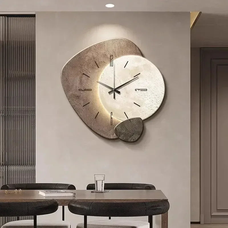 LumoClock Large Wall Clock with Silent Quartz and LED Light
