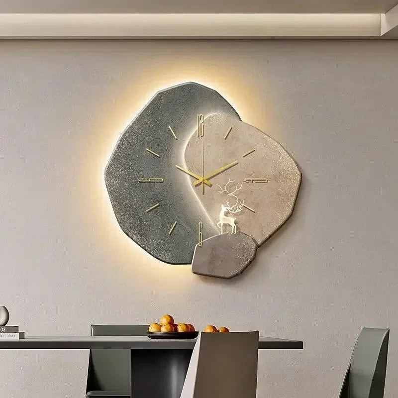 LumoClock Large Wall Clock with Silent Quartz and LED Light