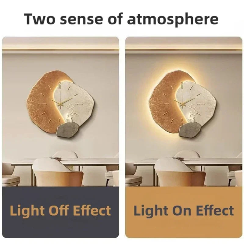 LumoClock Large Wall Clock with Silent Quartz and LED Light