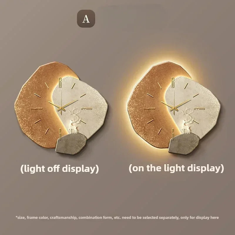 LumoClock Large Wall Clock with Silent Quartz and LED Light