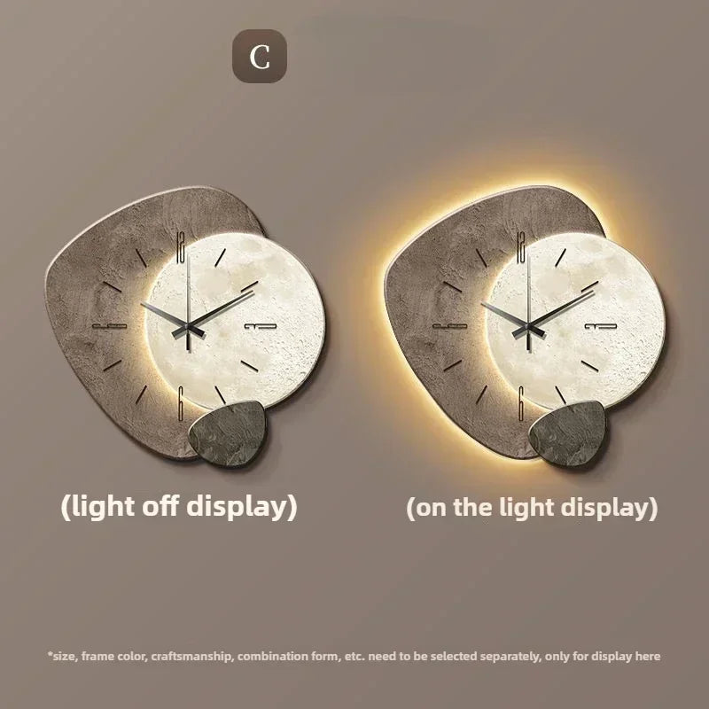 LumoClock Large Wall Clock with Silent Quartz and LED Light
