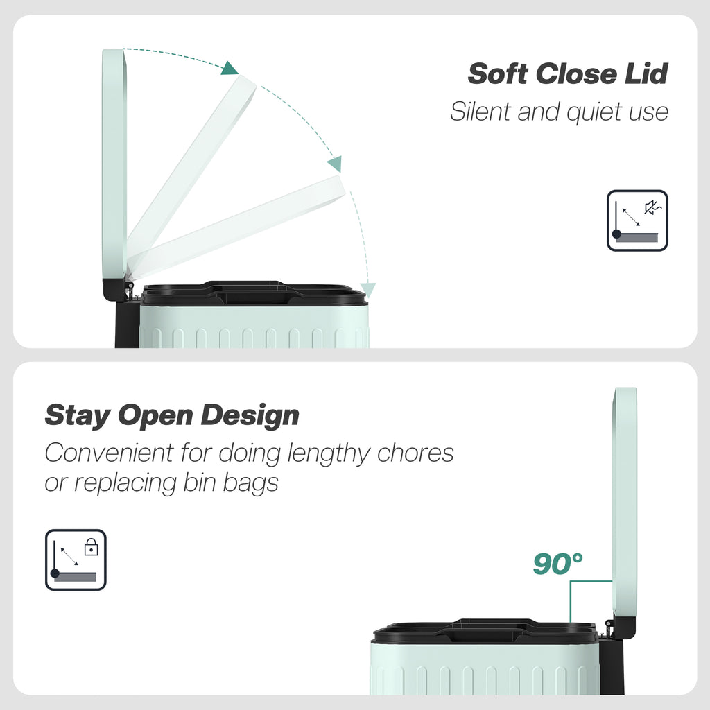 Dual Compartment Pedal Bin with Soft-Close Lid