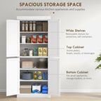 Freestanding Kitchen Cupboard with Six-Tier Adjustable Shelving and Anti-Tip Safety White
