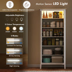 Tall Pantry Cupboard with Motion Sensor LED Light White