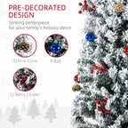 7 Foot Artificial Prelit Christmas Tree with Colourful LED Lights Berries and Pine Cones