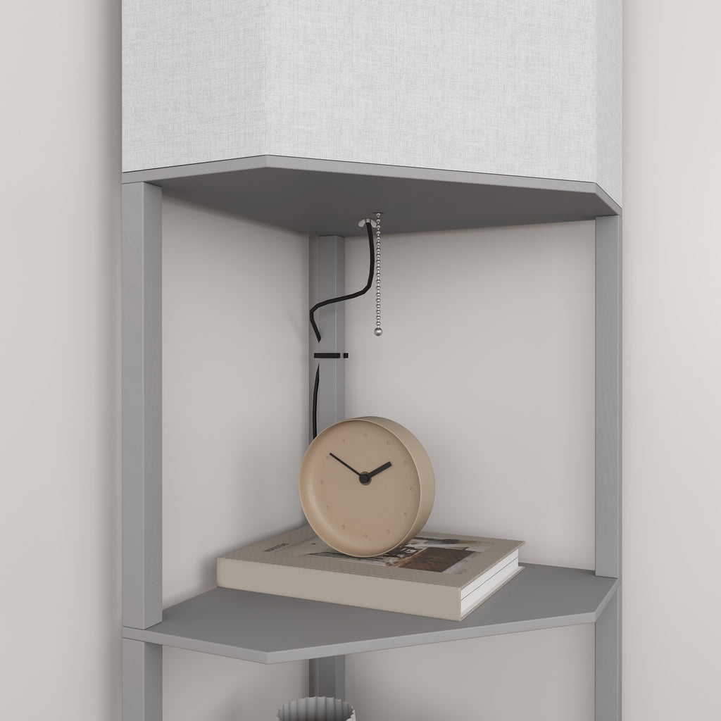 Corner Design Floor Lamp with Shelves and Pull Chain Switch