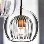 LuxeSphere Ribbed Glass Pendant Light with Ambient Glow