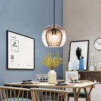 LuxeSphere Ribbed Glass Pendant Light with Ambient Glow