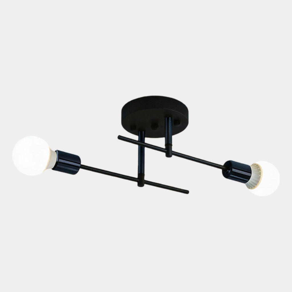 Modern 2-Light Black and Gold Flush Mount Ceiling Lamp