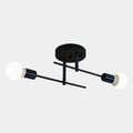 Modern 2-Light Black and Gold Flush Mount Ceiling Lamp