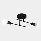Modern 2-Light Black and Gold Flush Mount Ceiling Lamp