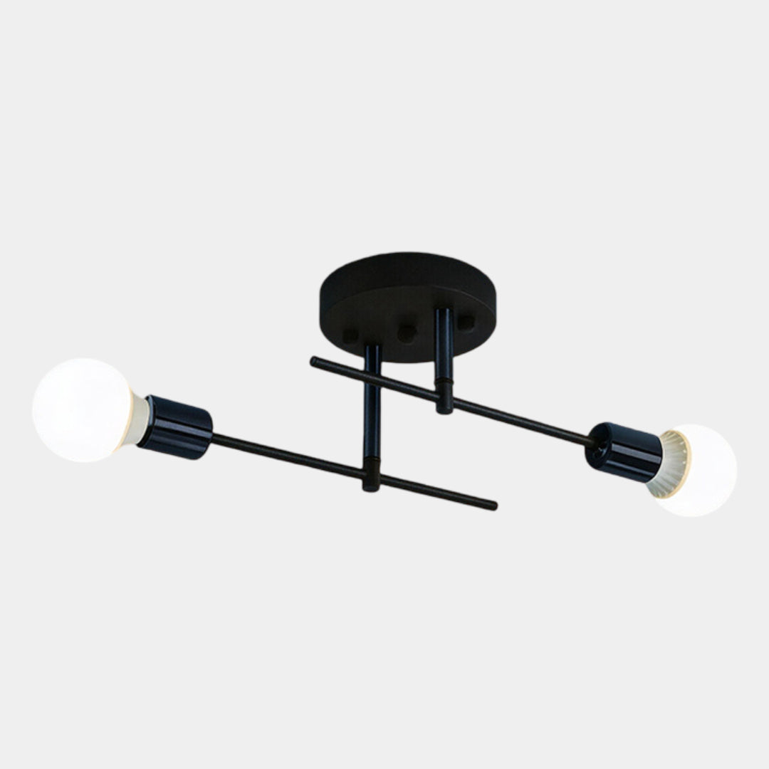Modern 2-Light Black and Gold Flush Mount Ceiling Lamp