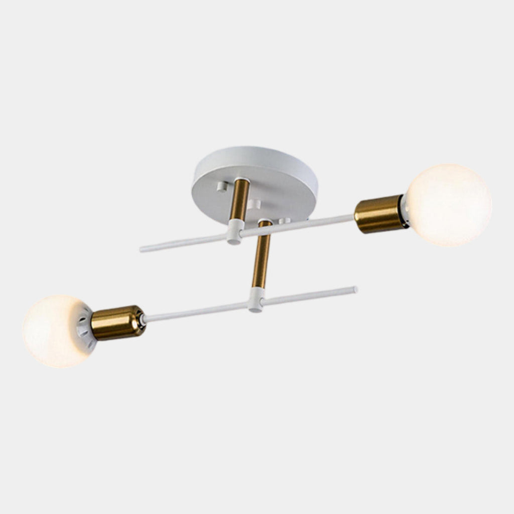 Modern 2-Light Black and Gold Flush Mount Ceiling Lamp