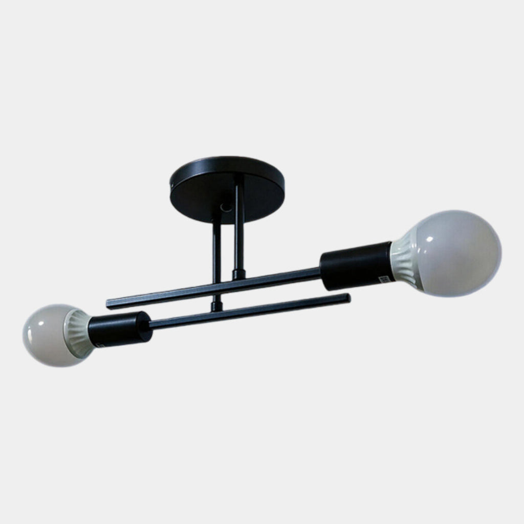 Modern 2-Light Black and Gold Flush Mount Ceiling Lamp