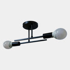 Modern 2-Light Black and Gold Flush Mount Ceiling Lamp