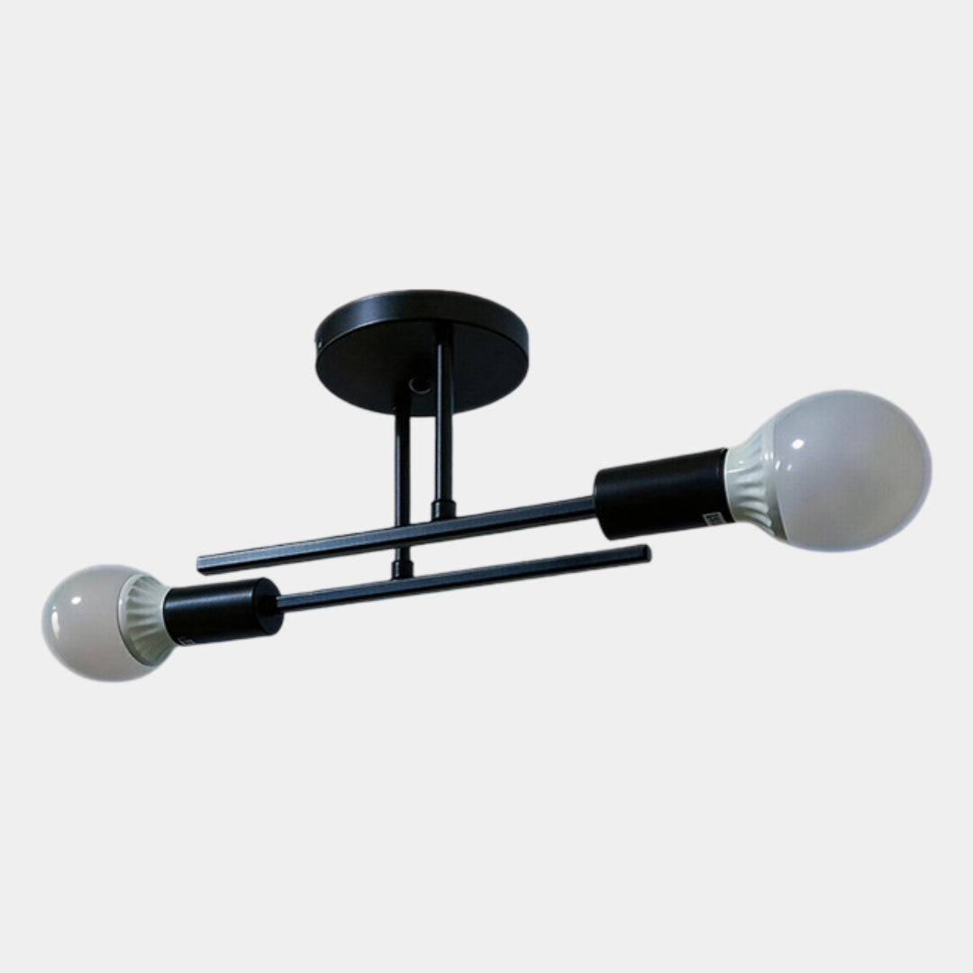 Modern 2-Light Black and Gold Flush Mount Ceiling Lamp