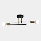 Modern 2-Light Black and Gold Flush Mount Ceiling Lamp