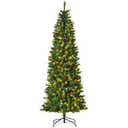 7 Foot Prelit Artificial Pencil Christmas Tree with Warm White LED Lights and Red Berries