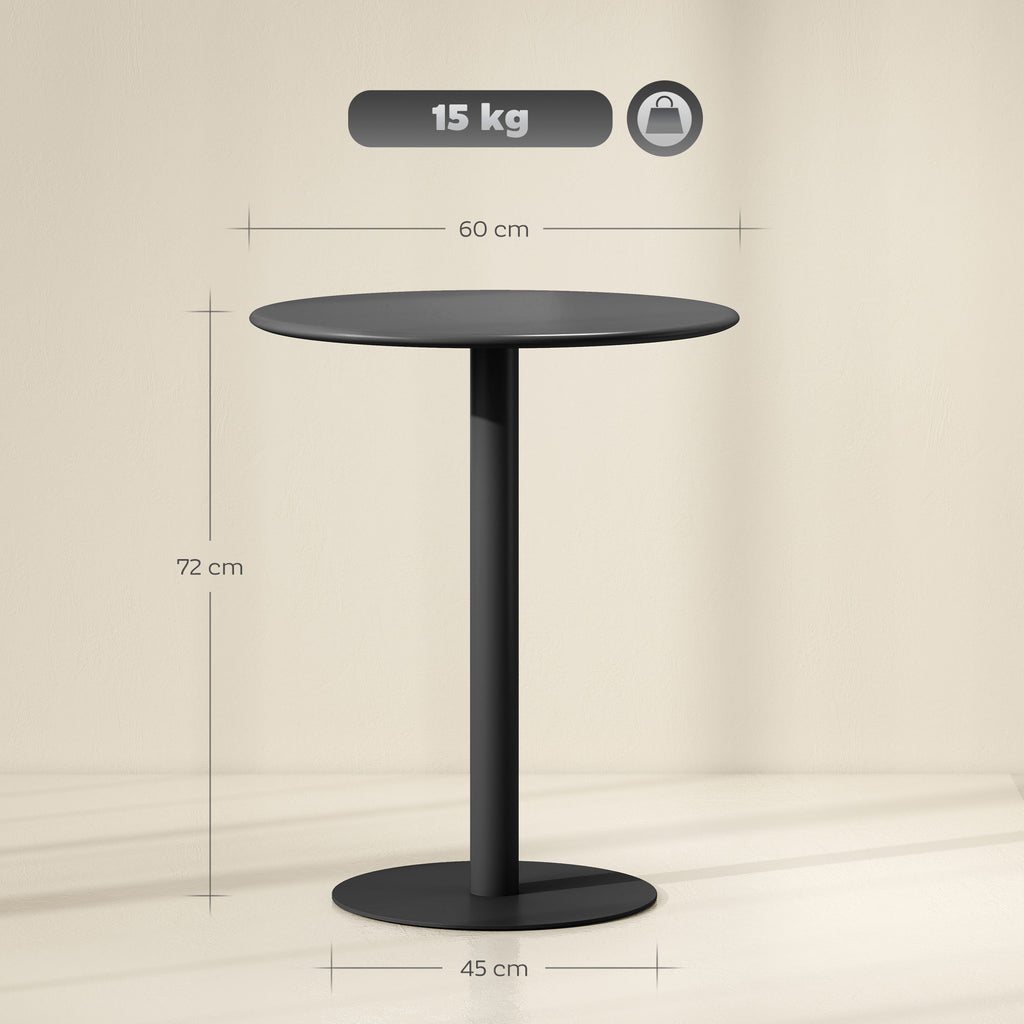 Small Round Bistro Dining Table with Steel Base - Black