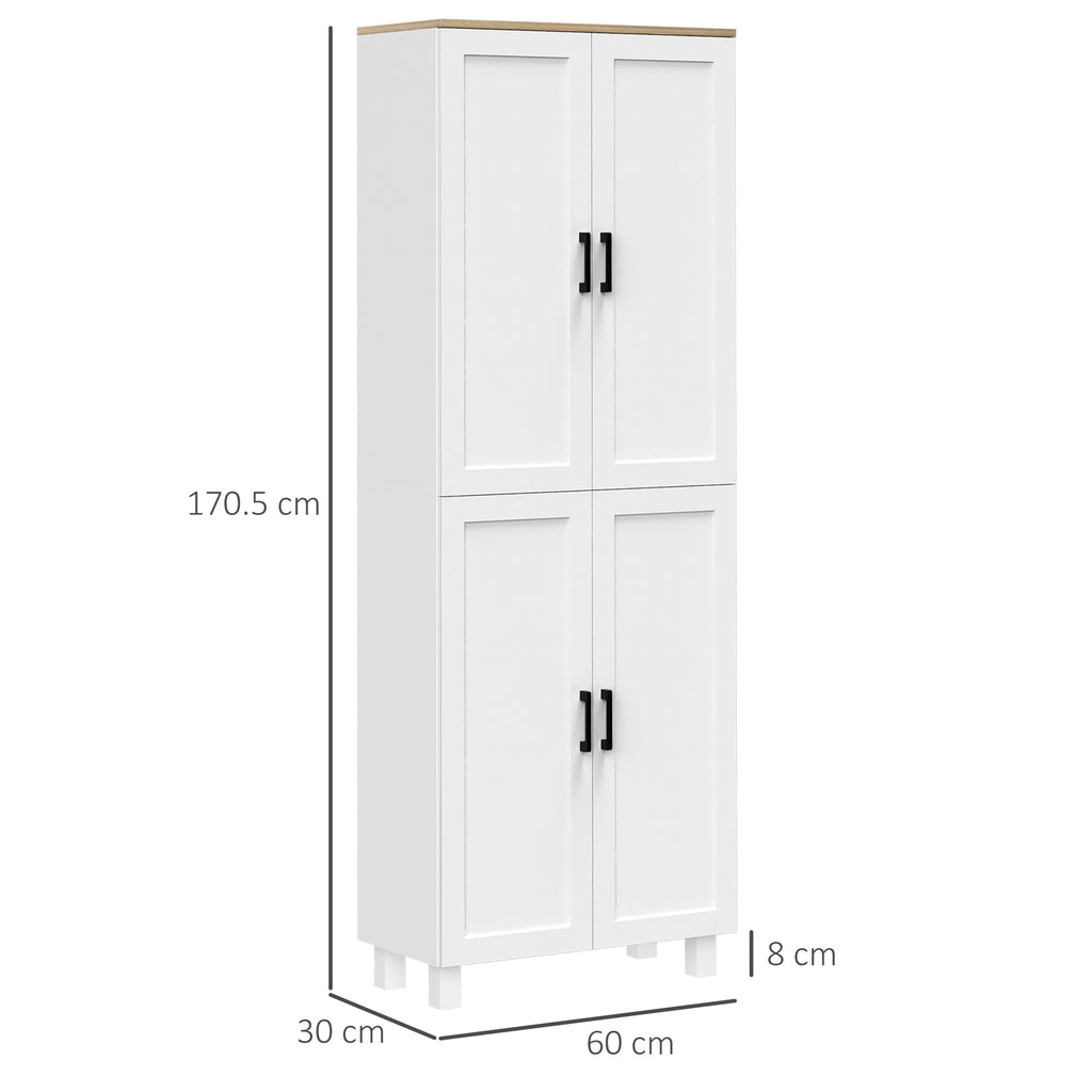 Slim Tall Storage Cupboard with Six-Tier Adjustable Shelving - White