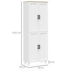 Slim Tall Storage Cupboard with Six-Tier Adjustable Shelving - White