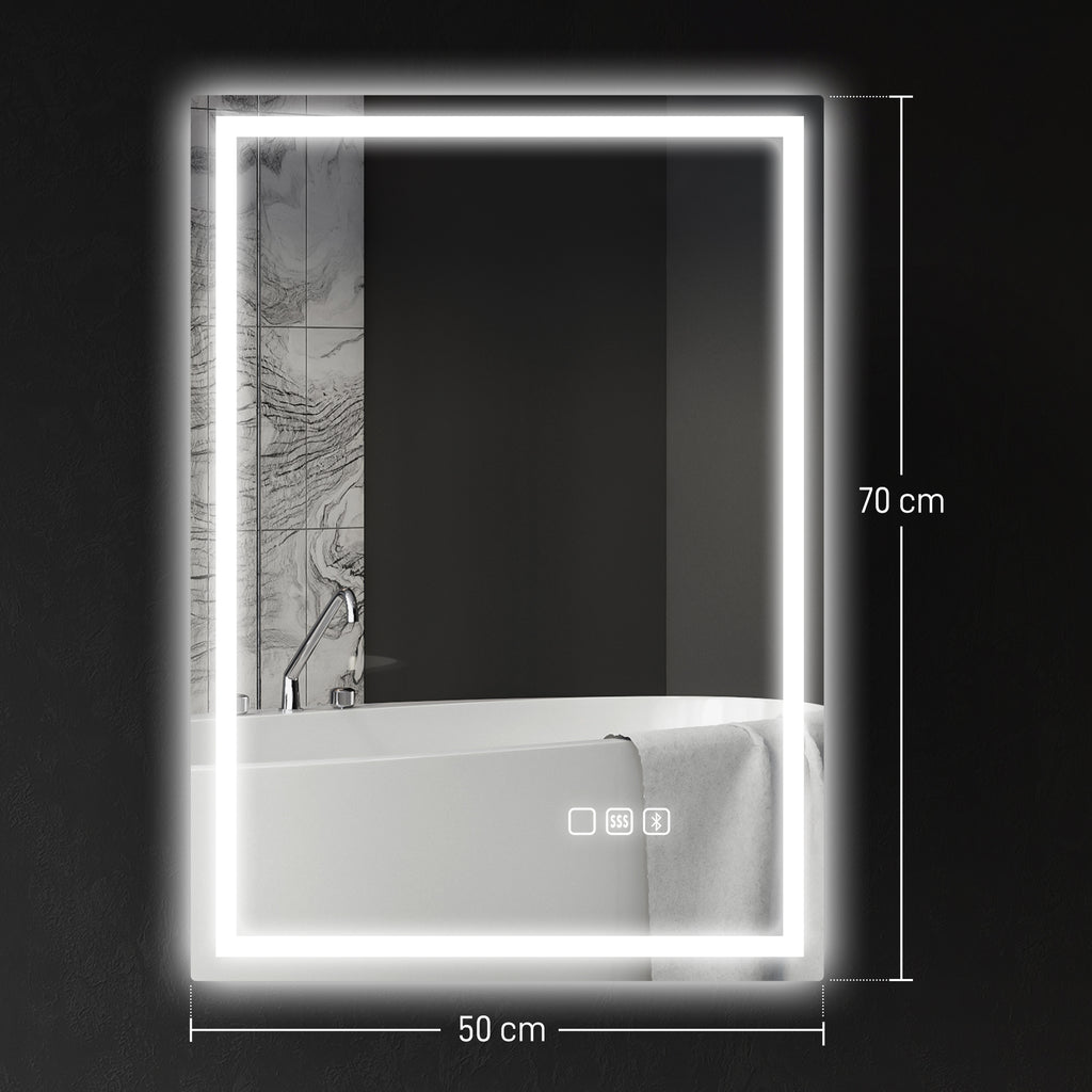 Bluetooth LED Anti-Fog Bathroom Mirror with Demister Pad