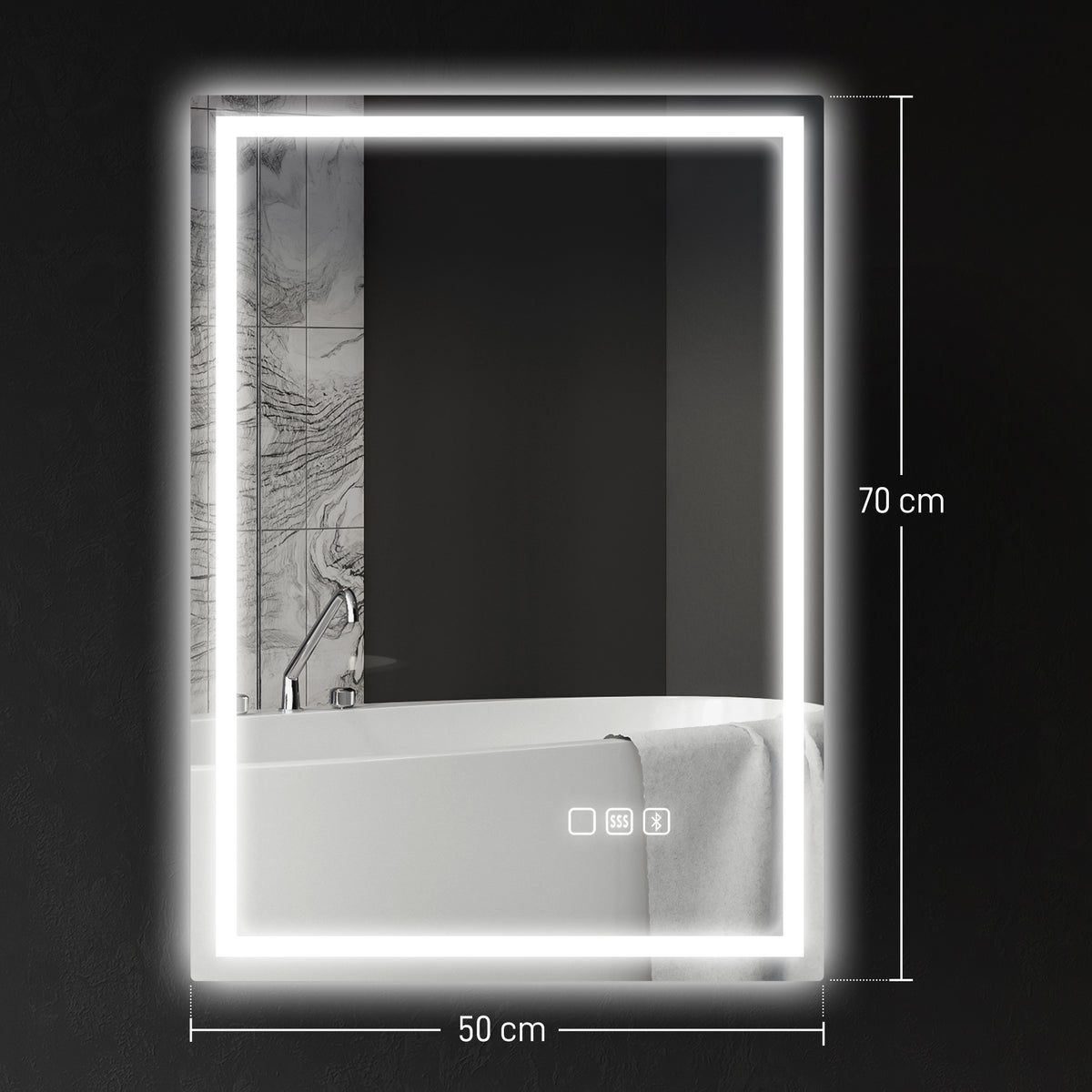 Bluetooth LED Anti-Fog Bathroom Mirror with Demister Pad