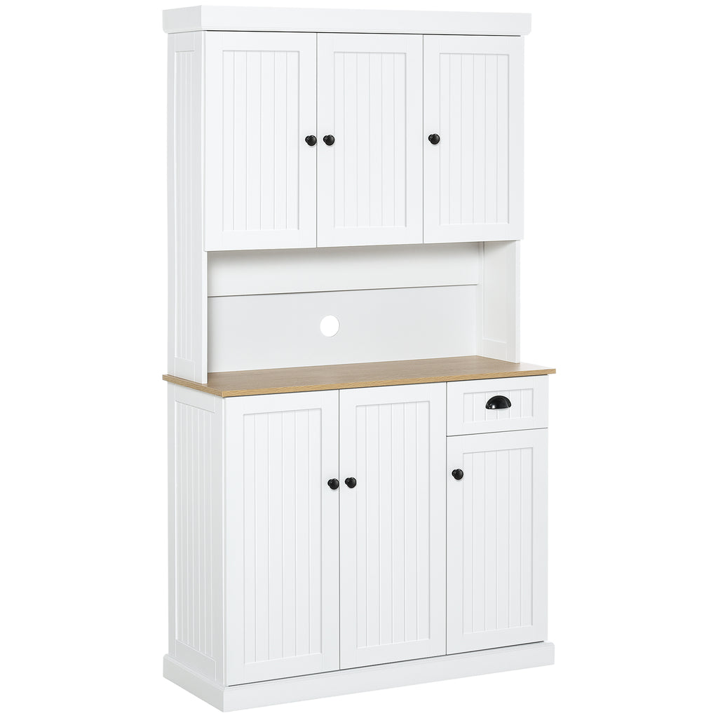 Kitchen Cabinet with Microwave Countertop and Storage Drawer White