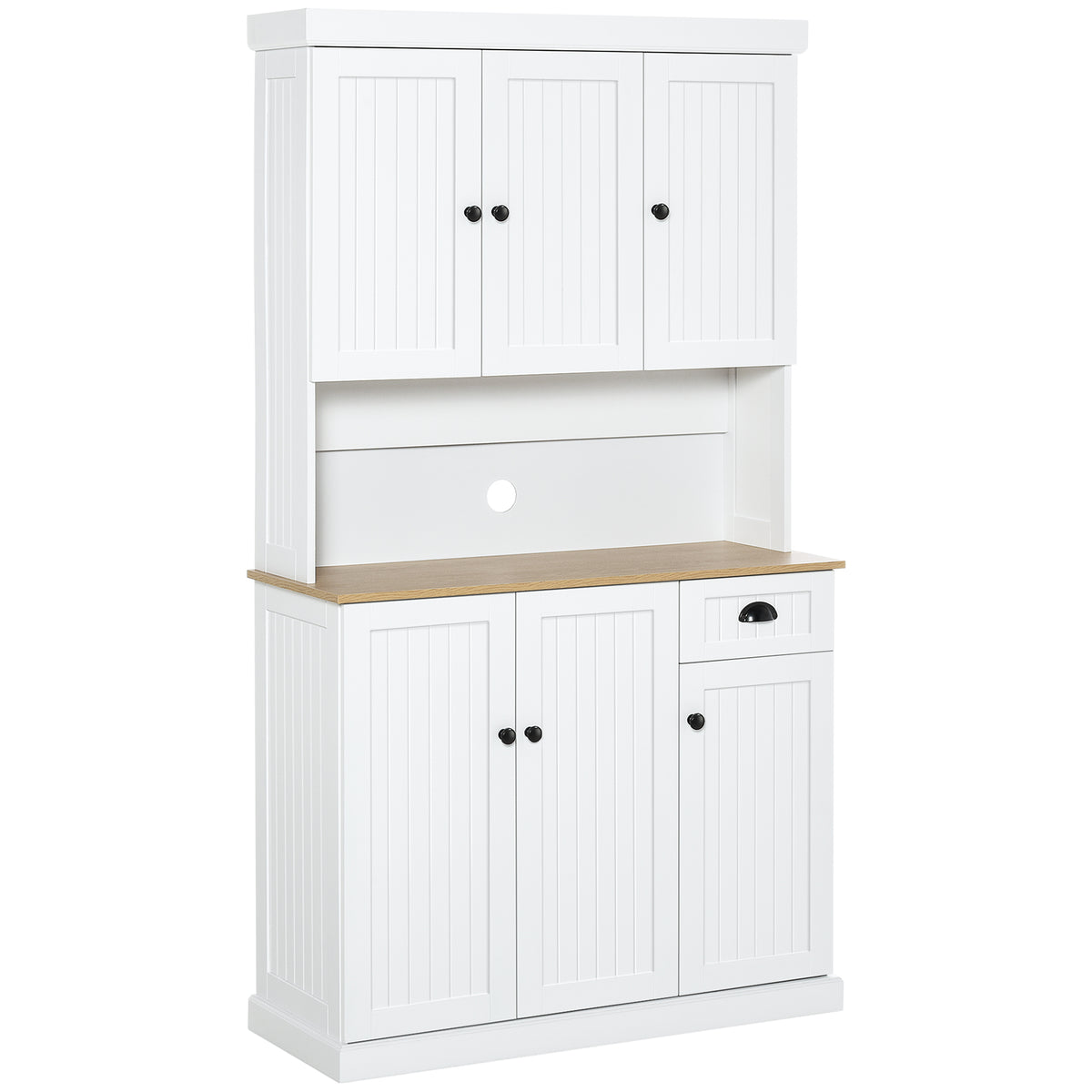 Kitchen Cabinet with Microwave Countertop and Storage Drawer White