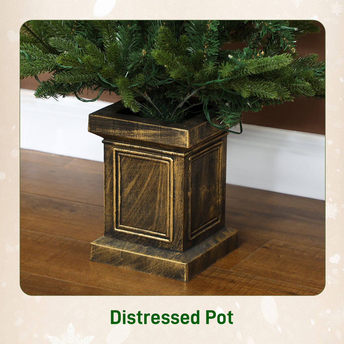 Set of 2 4ft Pre-Lit Artificial Christmas Trees with Vintage Pots