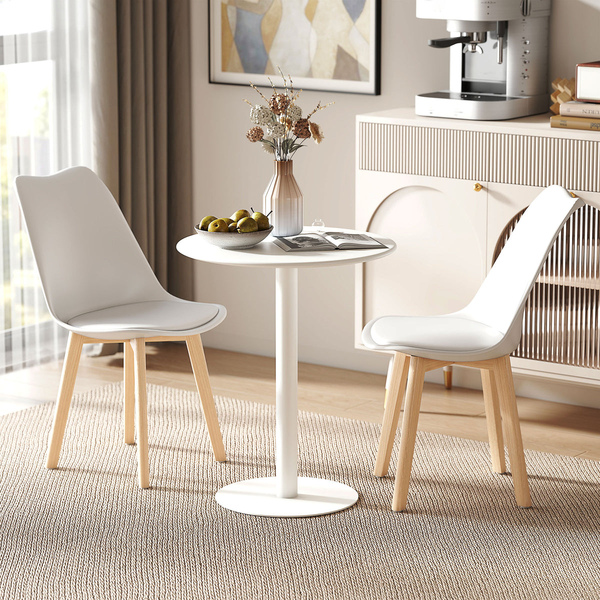 Small Round Bistro Dining Table with Steel Base