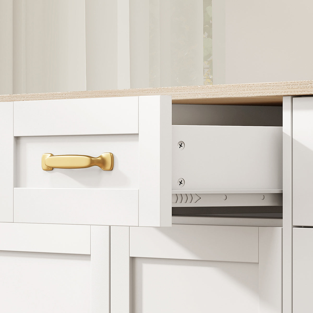 Sideboard Buffet Cabinet with Four Drawers and Adjustable Shelves