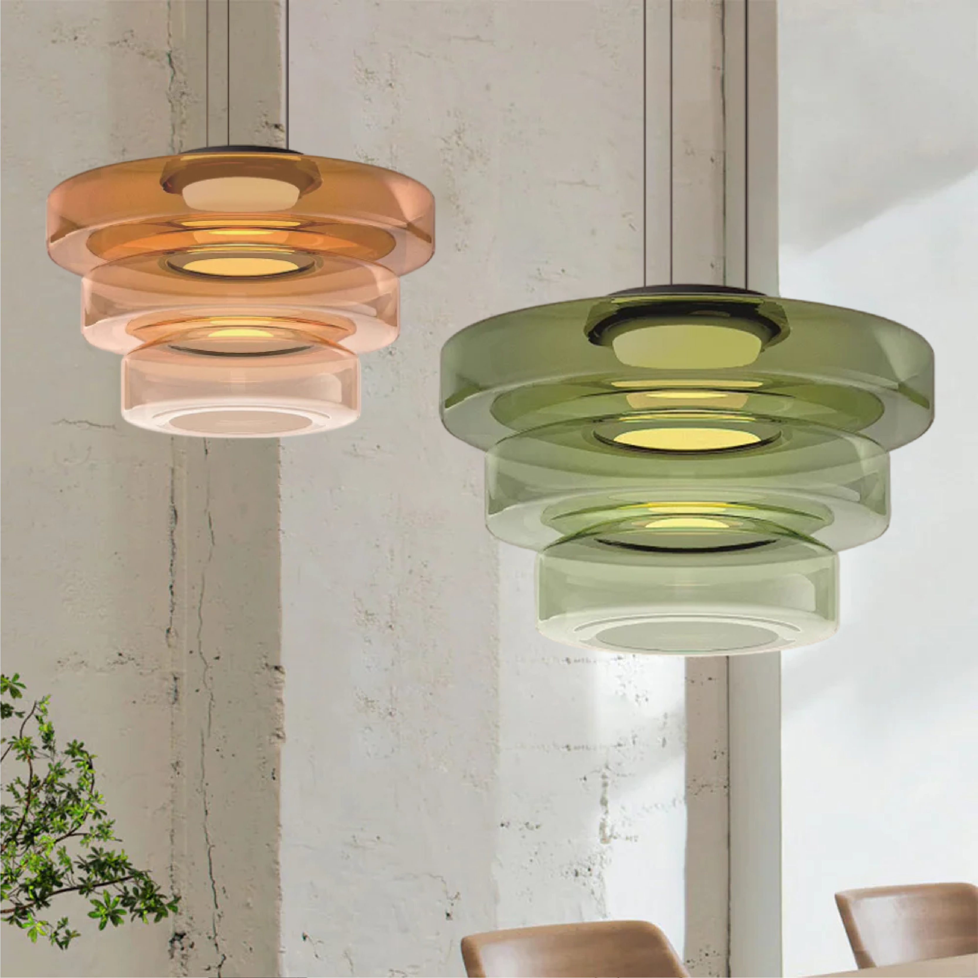 Bauhaus Style Layered Glass Pendant Lamp
