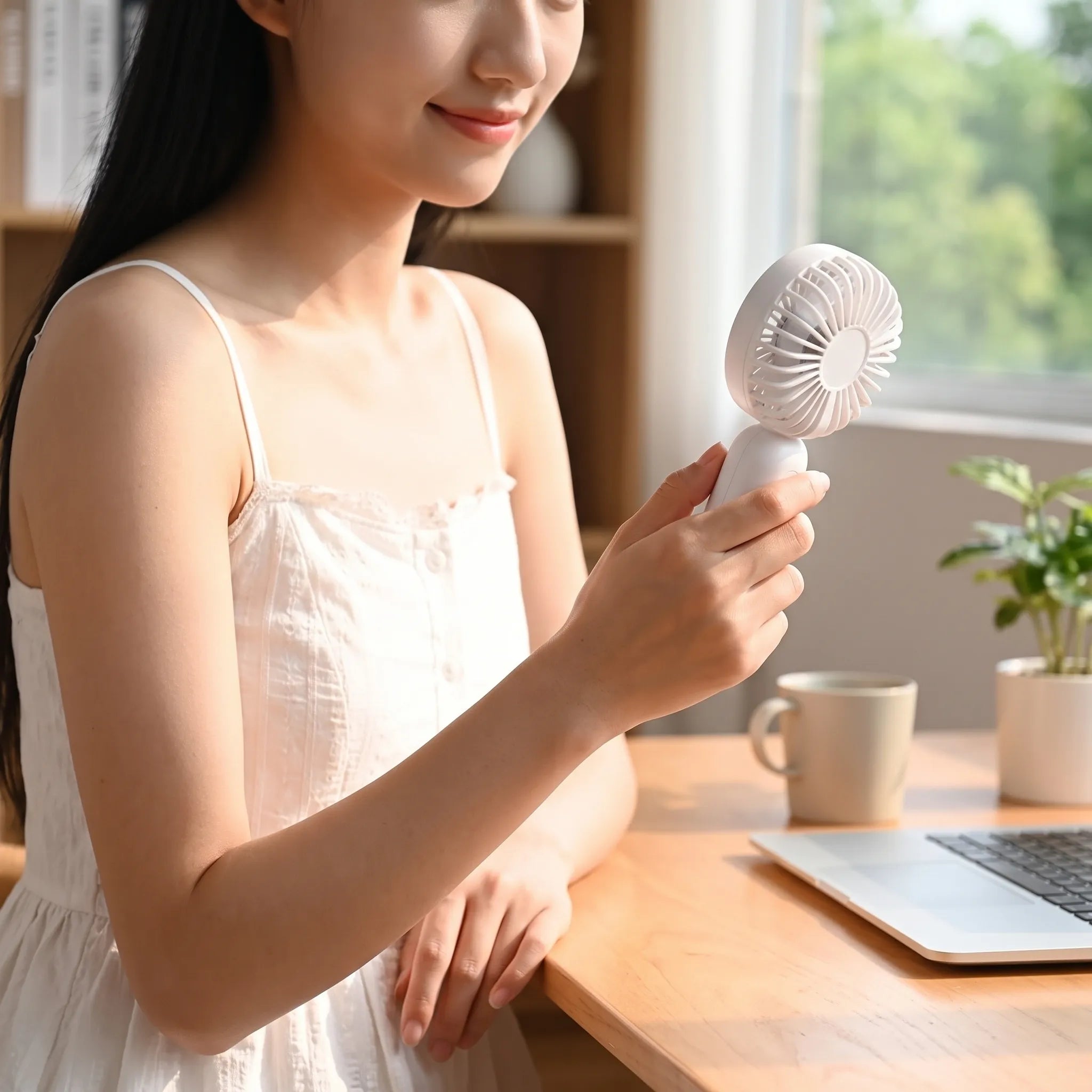 Compact Rechargeable Handheld Desk Fan for Home and Office Cooling