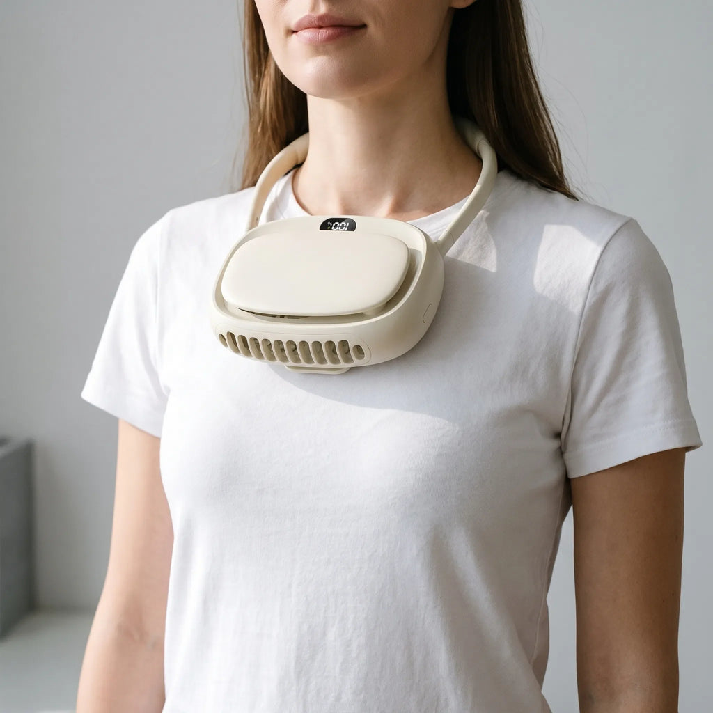 Compact Wearable Neck Fan for Hands-Free Cooling Outdoor and Home Use