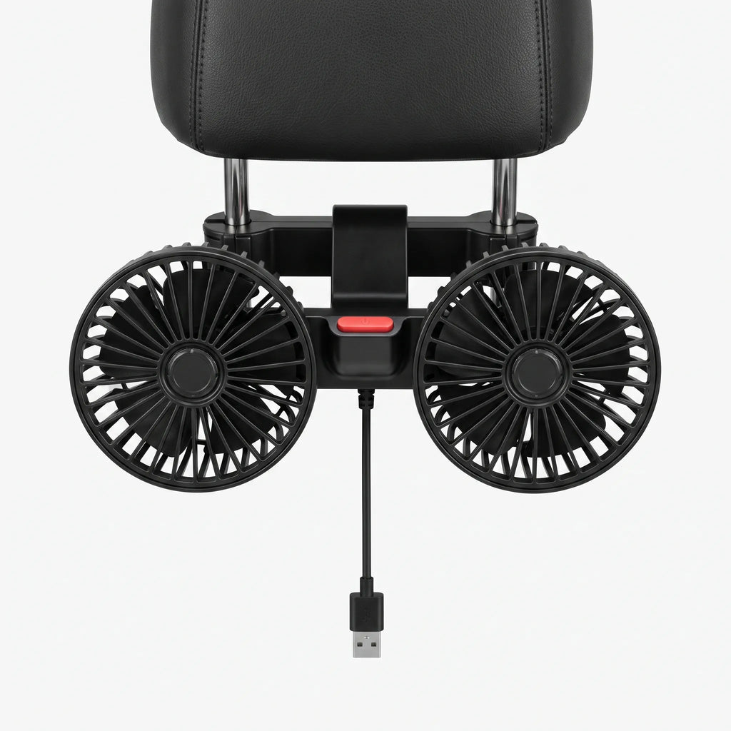 Dual Head Car Cooling Fan Portable Air Circulator for Vehicle Use