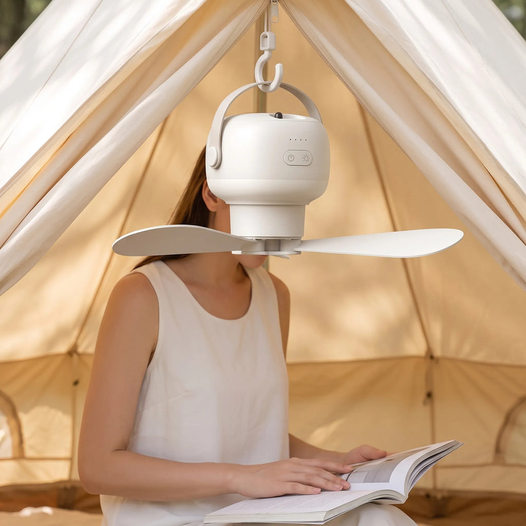 Portable Hanging Camping Fan for Outdoor Use Rechargeable and Lightweight
