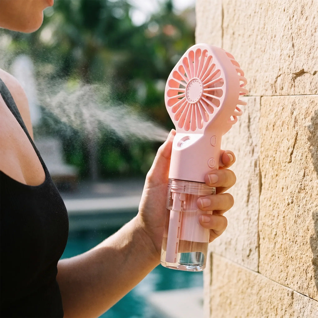 Compact Portable Handheld Misting Fan for Outdoor Cooling