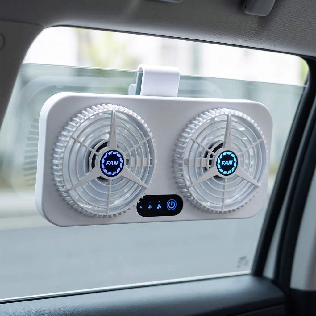 Dual Head Vehicle Window Exhaust Fan for Car Air Circulation