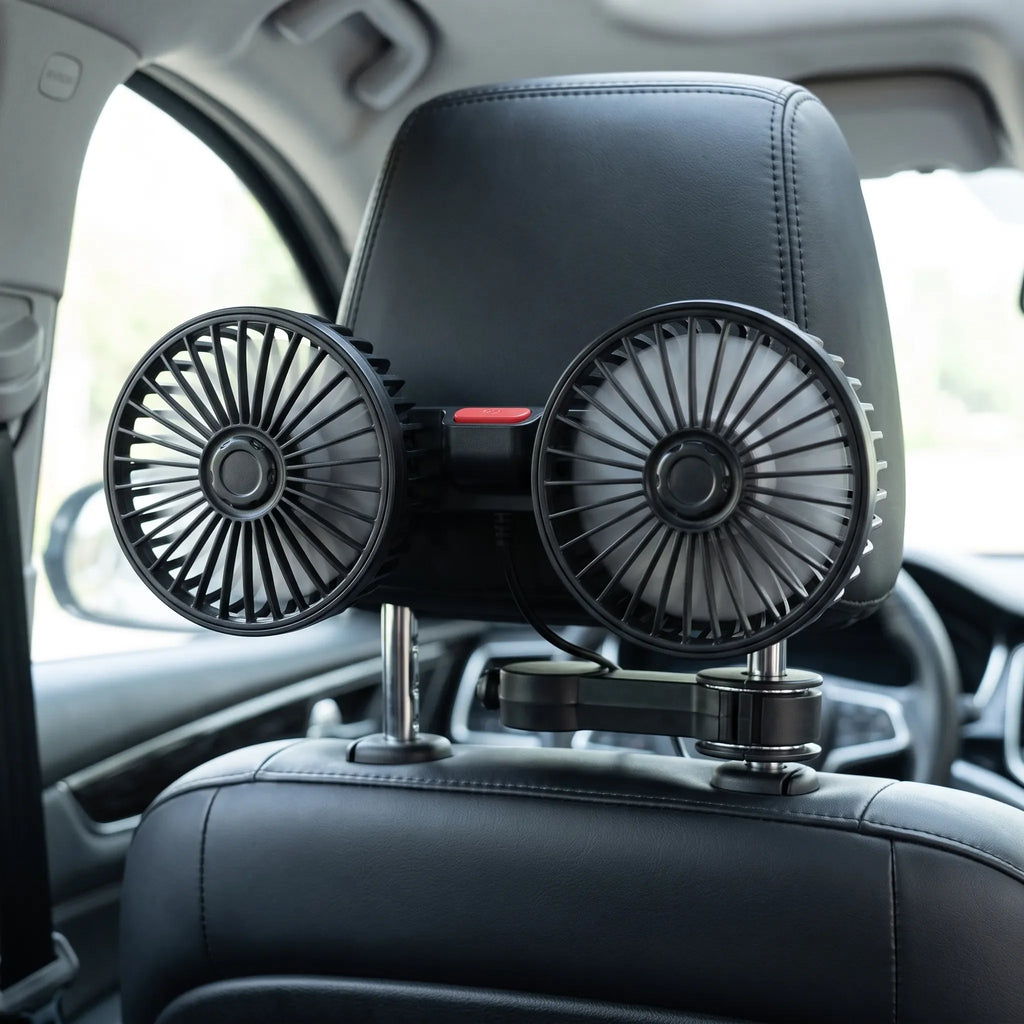 Adjustable Dual Head Car Fan for Vehicle Cooling and Air Circulation