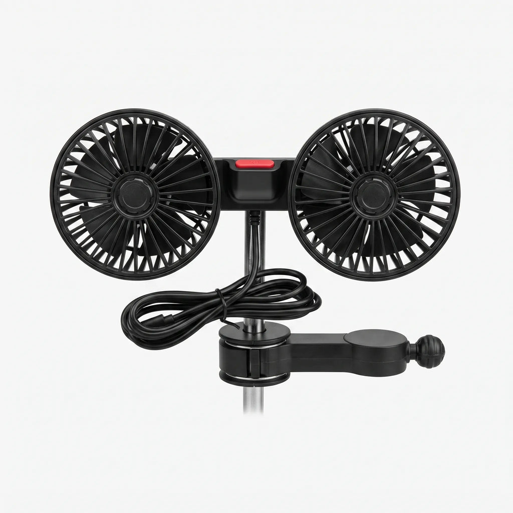 Adjustable Dual Head Car Fan for Vehicle Cooling and Air Circulation