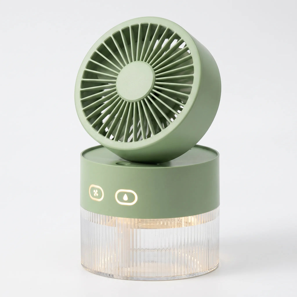 Compact Rechargeable Water Mist Fan for Home and Garden Cooling