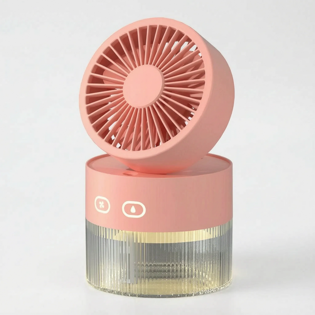 Compact Rechargeable Water Mist Fan for Home and Garden Cooling