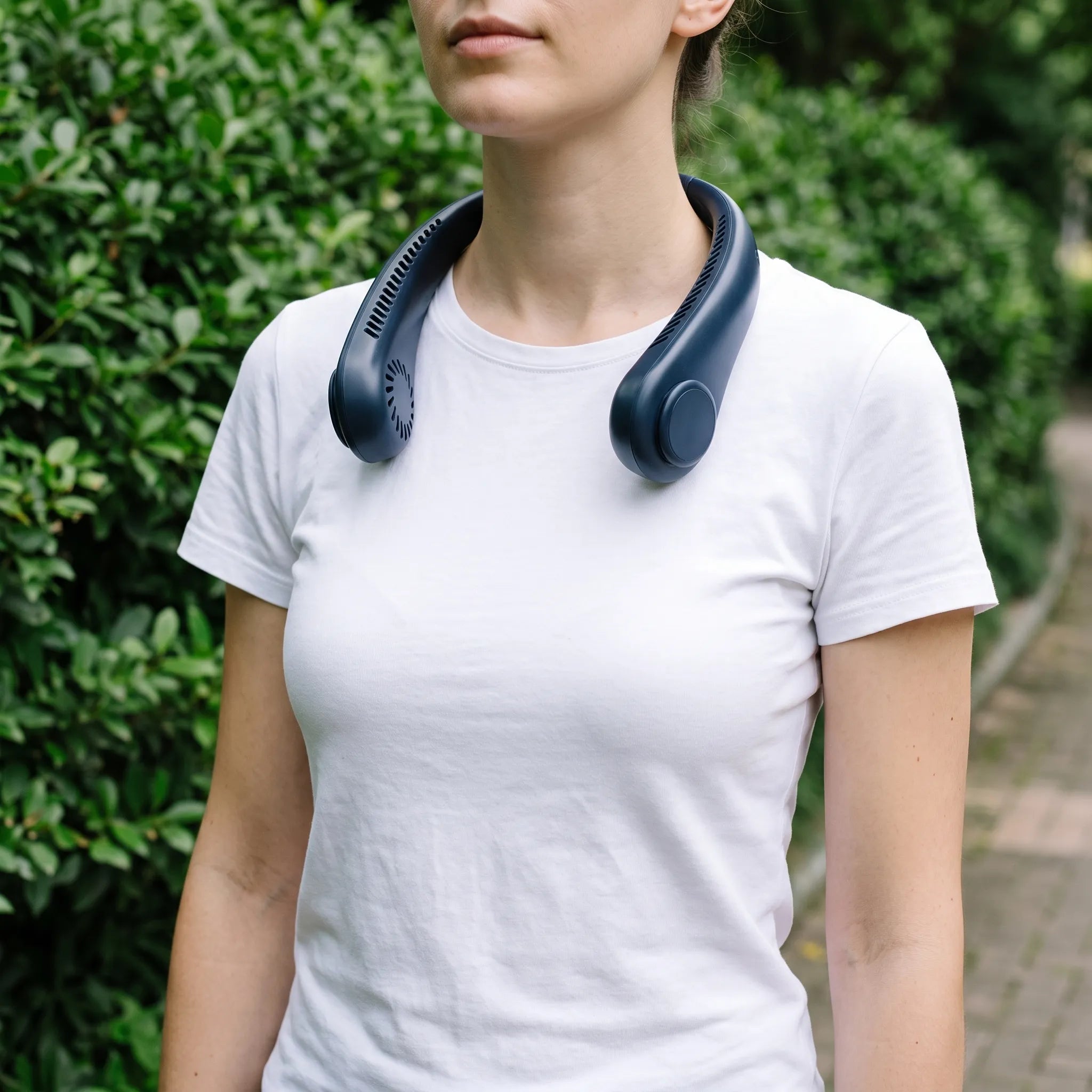 Rechargeable Bladeless Neck Fan Wearable Cooling Device for Personal Use